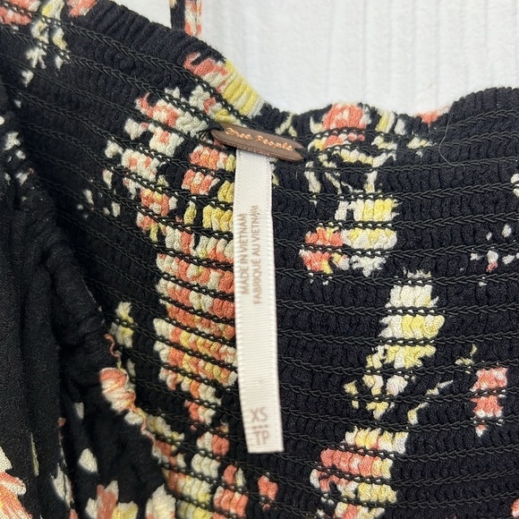 Free People - Hilary Floral Print Keyhole Long Sleeve Tie Back Blouse Top XSmall - Picture 9 of 12
